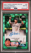 2023 Topps Chrome Sapphire Oswald Peraza Green Refractor Auto RC /99 PSA 9