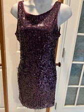 FOREVER 21 BEADED SPARKLE EGGPLANT PURPLE CLUB BODYCON STRETCH DRESS SMALL NWT