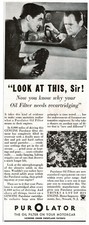 1934 PUROLATOR Oil Filter Mechanic shows car owner the sludge Vintage Print Ad