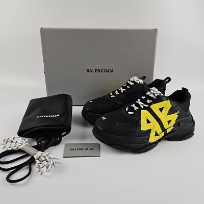 BALENCIAGA Triple S Tape Type $1250 Men's Black/Yellow