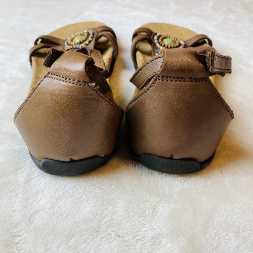 Minnetonka Beaded Leather Sandals Womens Sz 7 M Brown Sling Back Bohemian Boho - Picture 5 of 11