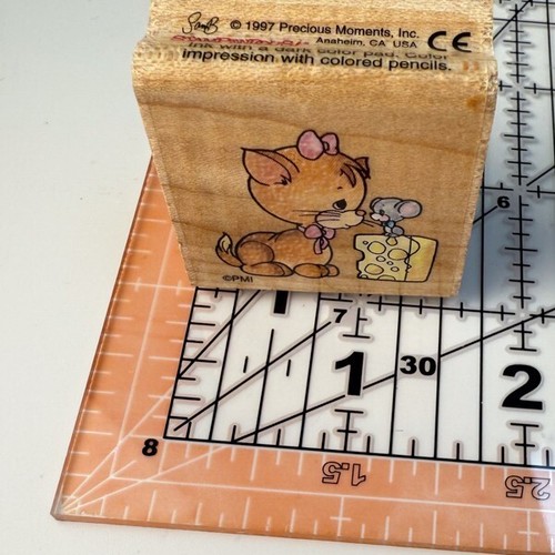 Kitten with Mouse~Cat~Cheese~Feline~Rubber Stamp~ 1.5"X 1.5"~Stampendous UC007 - Picture 7 of 7