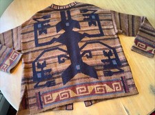 70 Vintage Peruvian Connection Alpaca Tribal Ethnic Open Cardigan Sweater M