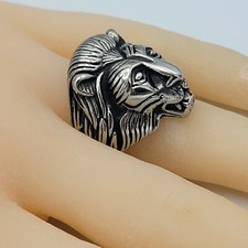 Men's Stainless Steel Lion Head Band Ring. Vintage Gothic Rock Biker
