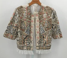 La Bellum by Hillary Scott Hero Embellished Embroidered Sequin Jacket XS AB7 -15