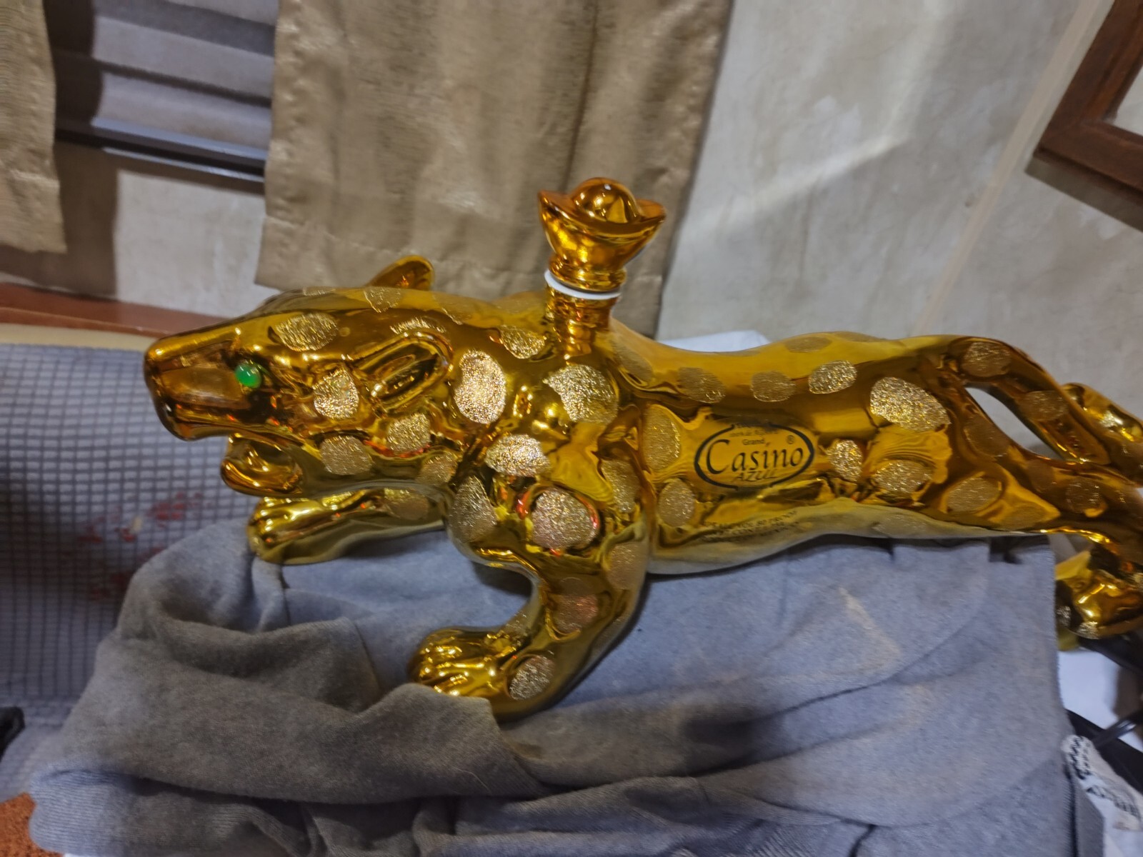 EMPTY Tequila Bottle, for Bar, De Agave Casino Azul Anejo Jaguar , 22