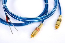 L/R AMP Receiver Dual Gold RCA to Bare Wire Powered Speakers Pair Cables, 1.5 Ft