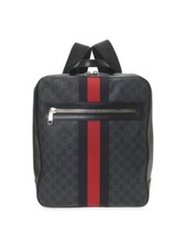Gucci Gg Supreme Web Line Backpack Men Grey One Size