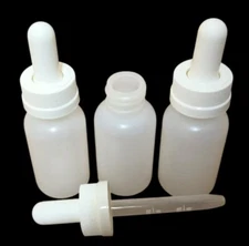 1 oz HDPE Plastic Bottles w/Child Resistant Dropper Caps (6-12-25-50 count)