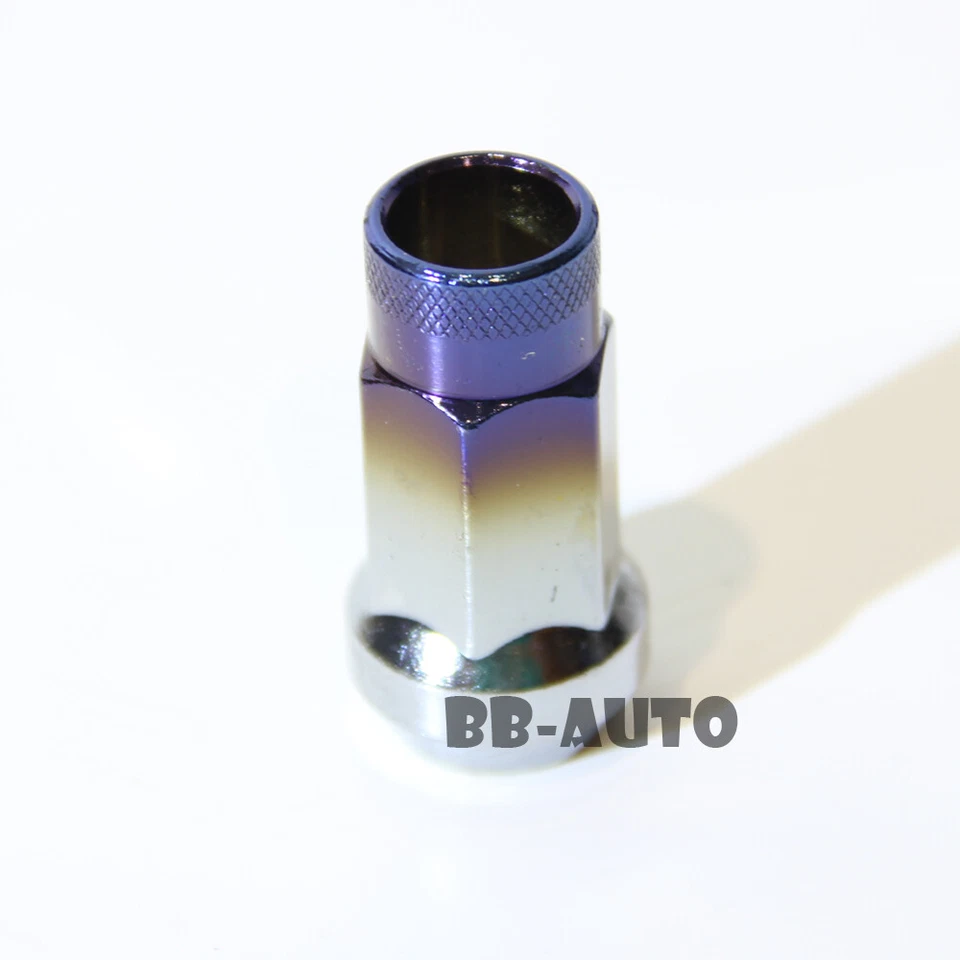 Tuercas de llanta de extremo abierto 12X1.5 48 mm pernos de sintonizador estilo ardiente azul para JDM Foto 2 de 3