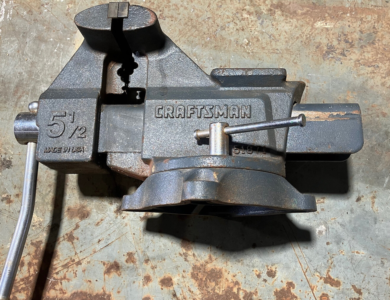 Vintage Craftsman 51871 Swivel Bench Vise; 5 1/2 in Jaws, Pipe Vise