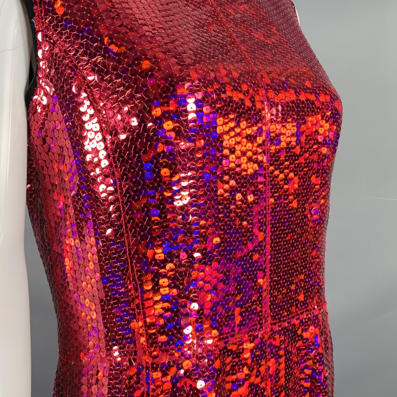 MARC JACOBS Size 0 Red Polyester Sequined Shift D… - image 2