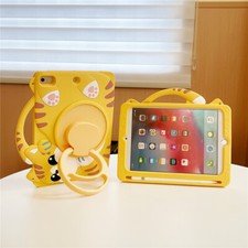 Cute Cat Silicone Stand Case Cover Strap For iPad 5/6/7/8/9/10th Air Mini Pro