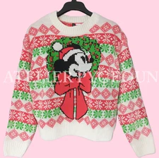 NWT H&M Jacquard-Knit Mickey Mouse Sweater Christmas Red/Green XXS XS S M L XL