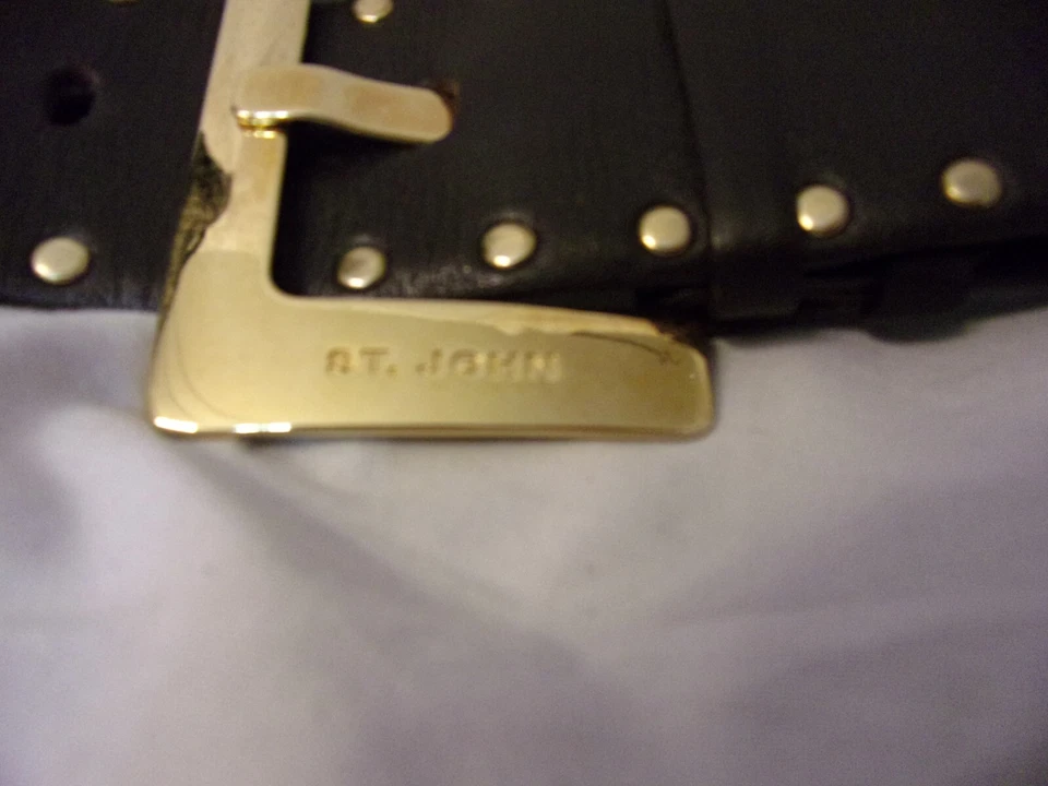St. John Large Brown Leather  gold Studded Belt 30 Lovely Statement  Belt - Image 2 of 4