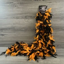 Black & Orange Feather Boa Halloween Costume Dress Up Cosplay Accessory Fancy