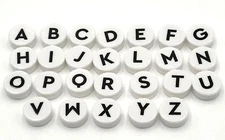 Lego New Black Letters of the Alphabet 1 x 1 White Round Tiles Spell Names ABC's