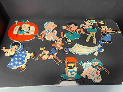 Vintage The Dolly Toy Co. Pressboard Cut-Outs Wall Decor