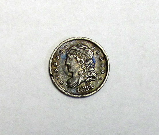 Circulated 1834 Capped Bust Half Dime 5c. In Very Nice Condition