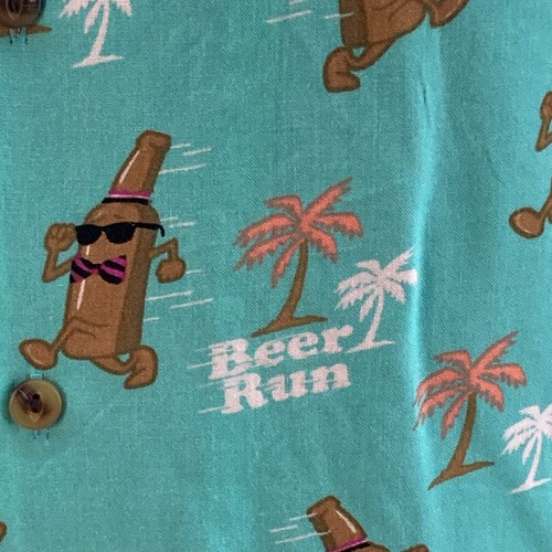 Party Pants Beer Run Shirt Mens Medium Teal Green Funny Loud Hawaiian Style - Picture 3 of 11