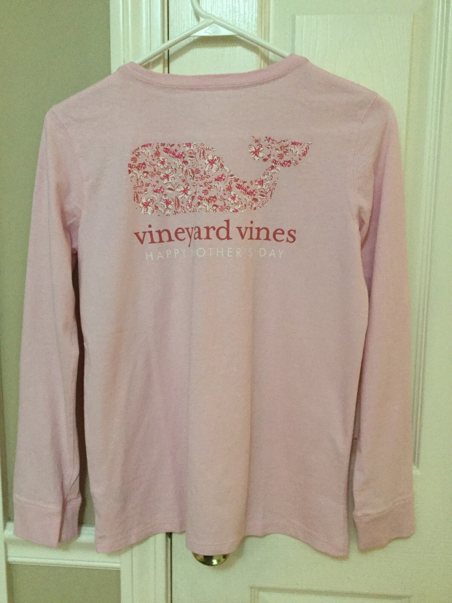 T-shirt Manches Longues Vineyard Vines Femme Taille M - Logo Pups, Rose, Col Ras Du Cou, Occasion Parfait état