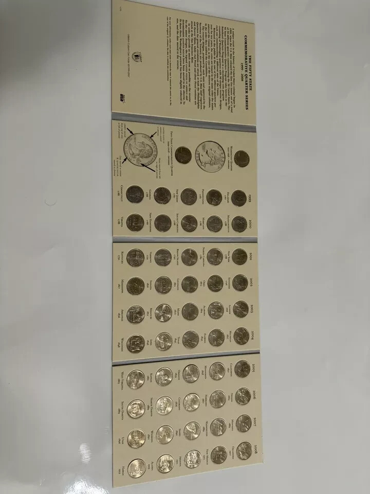 Fifty State Commemorative Quarters 1999-2008 Coin Folder Book NEW