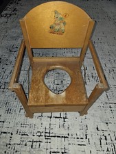 Vintage 40S'/50S Potty Chair Wooden Folding Potty Training Seat Unique Lamb