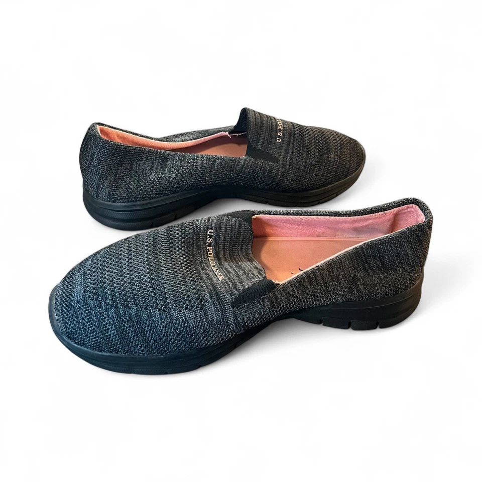 Женские поло США размер 9,5 Черные кроссовки без шнурков б/у в отличном состоянии - Изображение 2 из 4