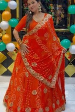 New Badhani Print Lehenga Choli Georgette Full Stitched Embroidery Gotta Patti