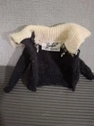 Vintage Barbie Black w/ White Angora Collar Cardigan with sleeveless sweater