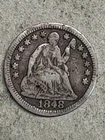 1848 Seated LIberty Half Dime Medium Date Fine Detail - Bent