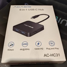 ACASIS USB C Hub 10Gbps, 6-in-1 Multiport Adapter with 4K 60Hz HDMI, Black