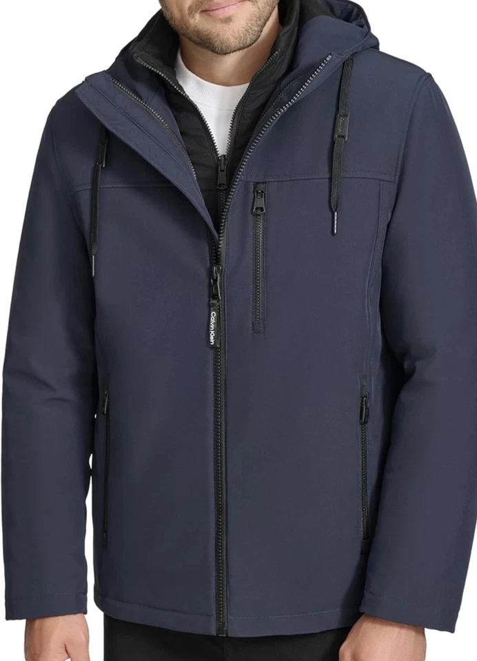 Calvin Klein Men’s 3-in-1 Systems Jacket – Blue, XL, Removable Inner & Hood - Image 2 of 4