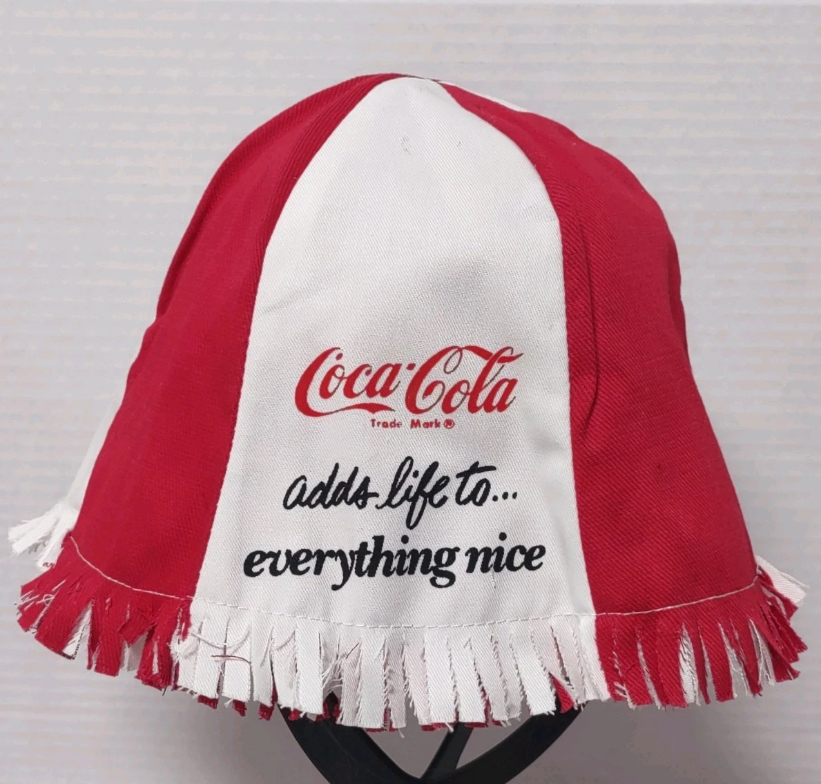 VTG Rare Coca Cola Fringed Bucket Hat Pro-Mel Made In USA One Size