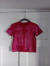 New TU unisex dark pink tie-dyed t-shirt age 1yr