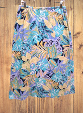 Talbots Floral Long Linen Blend Casual Skirt W/ Pockets Petite Size 12 EUC