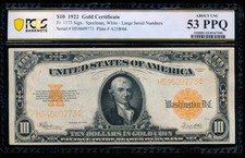 AC Fr 1173 1922 $10 Gold Certificate PCGS 53 PPQ
