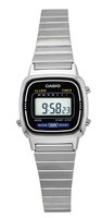 Casio Digital Classic Wecker Grau Zifferblatt Edelstahl LA670WA-1DF Damenuhr