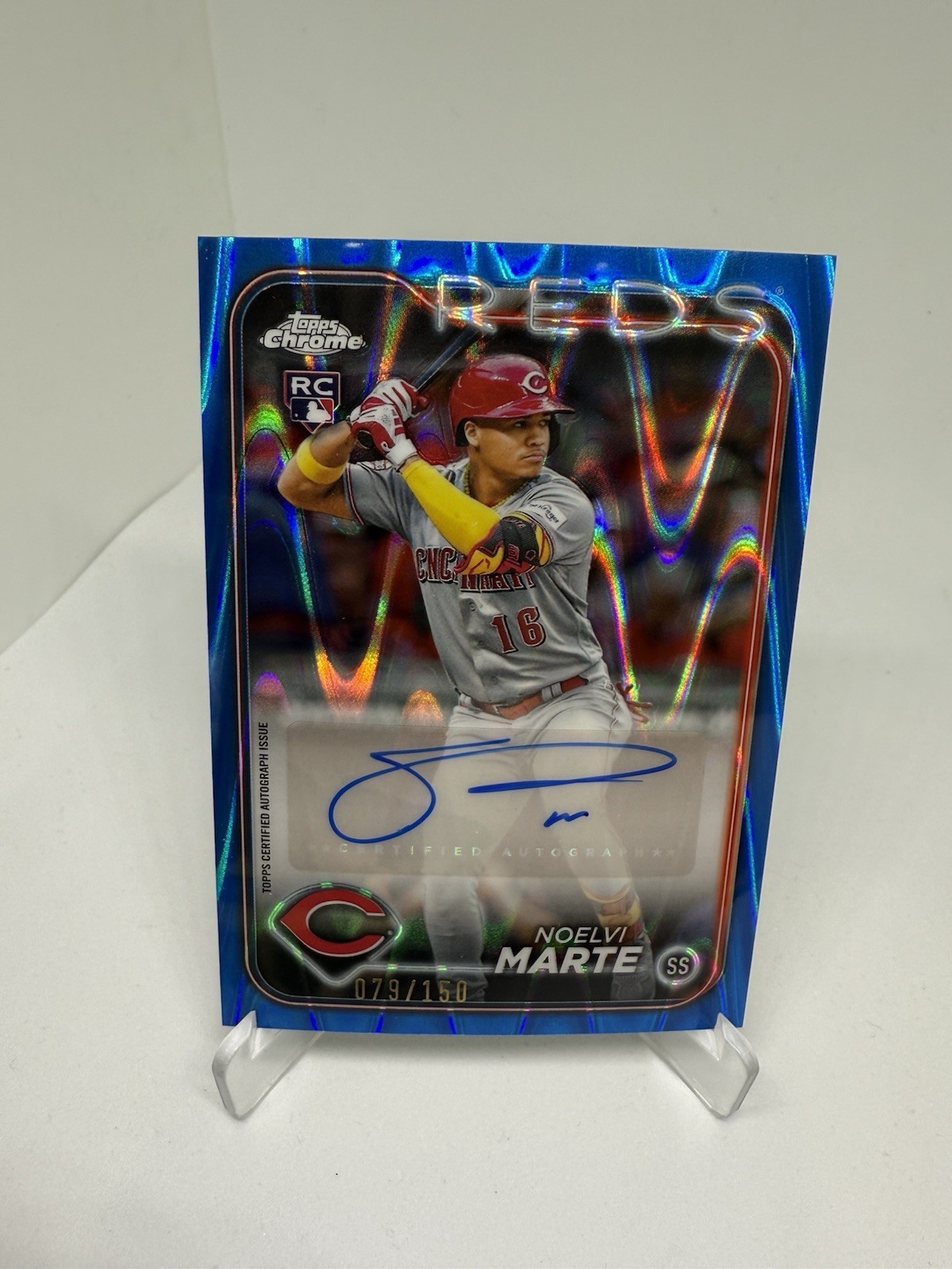 2024 Topps Chrome Update - Autographs Noelvi Marte #AC-NM Blue Refractor /150