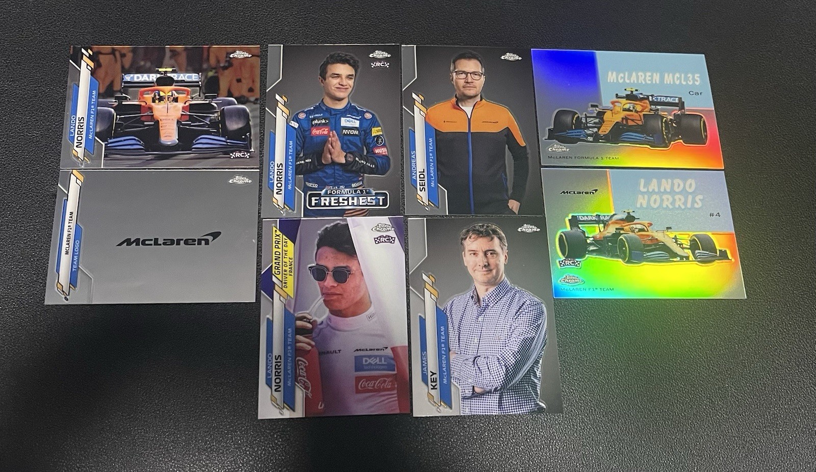 Lot of (8) 2020 Topps Chrome F1 Formula 1 Lando Norris / McLaren (RC) Rookie