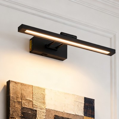 Picture Light Black 16'' Battery Operated for Wall Sconce w Remote 3CCT 5000mAh