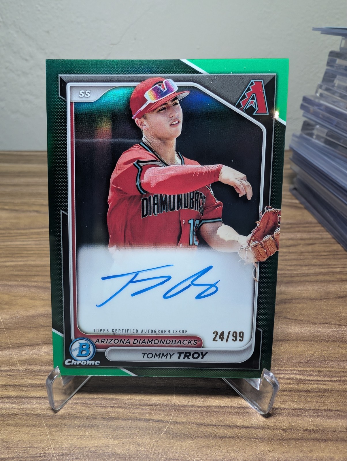 2024 Bowman Chrome Tommy Troy Green Refractor Auto Autograph /99 #CPA-TT