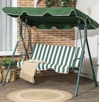 Outdoor Metal Hammock Swing Chair 3-Seater Patio Bench Garden Padded Seat Green