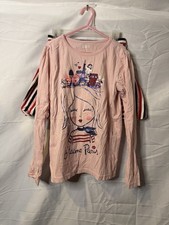 Crazy 8 Girls Size 10 Paris Outfit Set Pink Long Sleeve Top  Striped Skirt