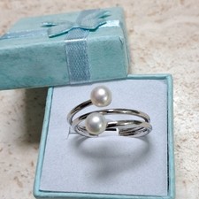 Gemporia Freshwater Cultured Pearl  Sterling Silver ring, size P/Q, 8.