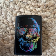 2011 Zippo Colorful Psychedelic Skull Black Matte Windproof Lighter