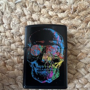 2011 Zippo Colorful Psychedelic Skull Black Matte Windproof Lighter 