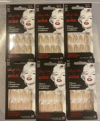 KISS Marilyn Monroe Nails Press On LIMITED EDITION Lot Of 6 Medium Almond