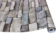 Peel and Stick Faux Textured Stone Wall Look 236.2 x 17.7, Reddish-brown 