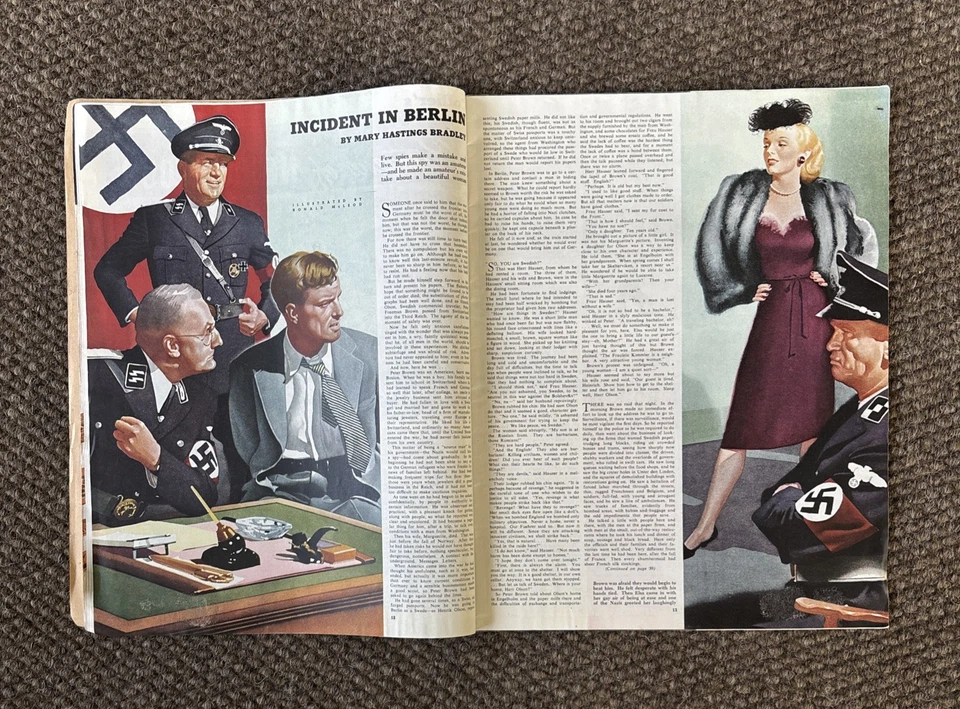 Vintage 1944 WWII era Collier’s magazine French Military Woman~Motorcycle cover - Image 4 of 4